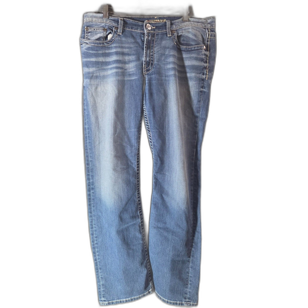 BKE Buckle Drew Mens Jeans 34x29 Stretch Big Stitch Distressed Denim Pants